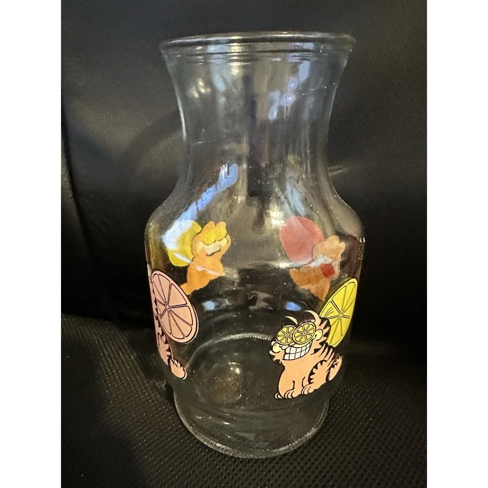 VTG  1978 Garfield Juice Lemonade Tea  Pitcher‎ Carafe Anchor Hocking 48oz.